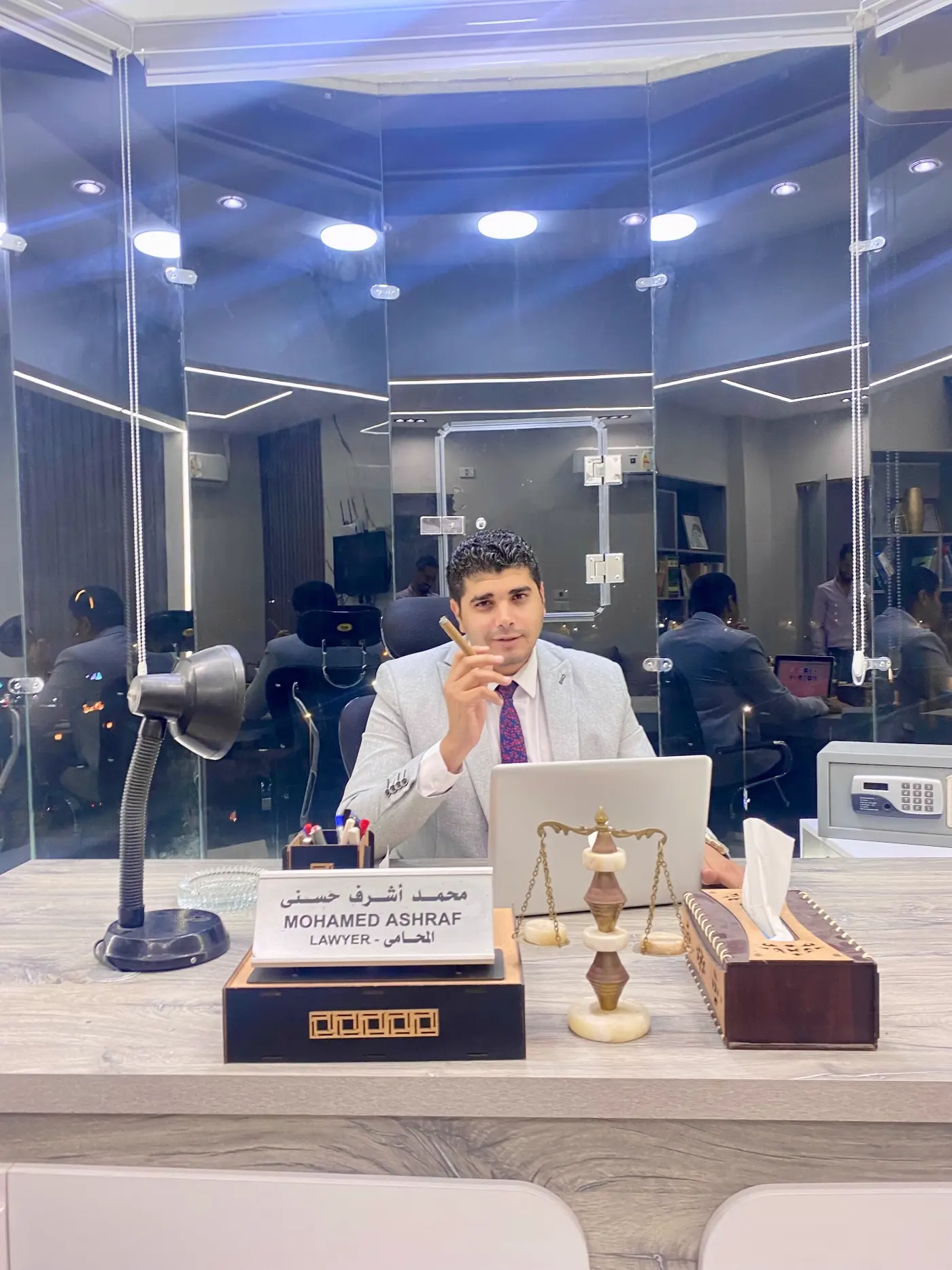 Evening work session at the Cairo law office near Tahrir Square