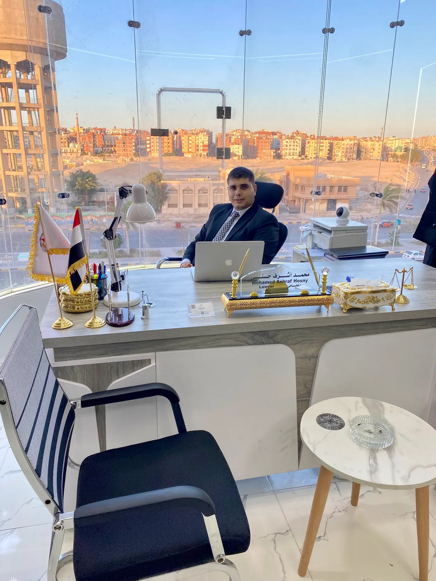 Cairo law office with a panoramic view over the city skyline